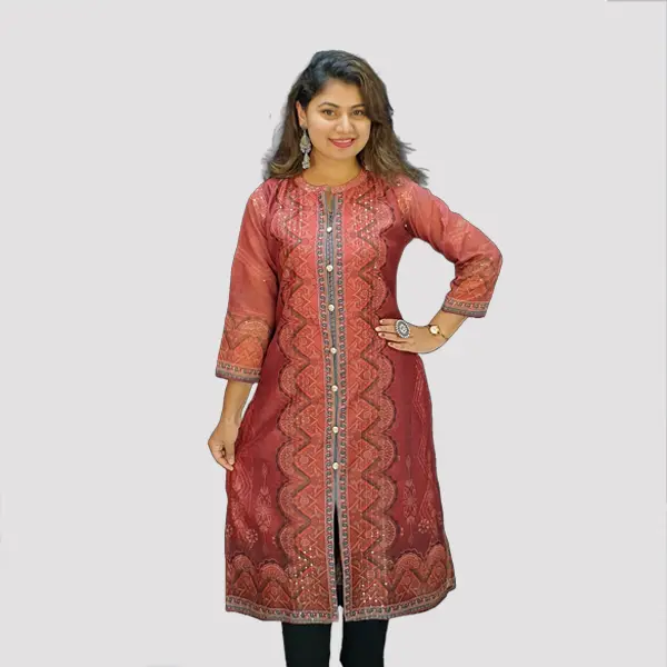 Chundi Traditional Kurtis adorned with sequins, weaving a story of timeless charm. 6523