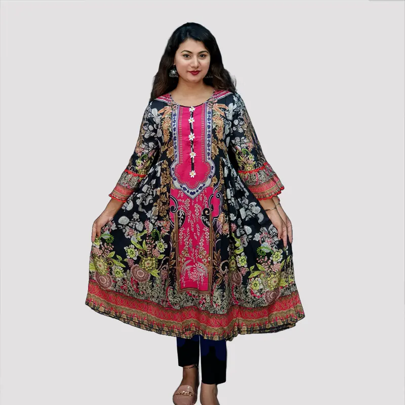 Colorful floral Traditional Gown style Digital Printed Kurtis 6527