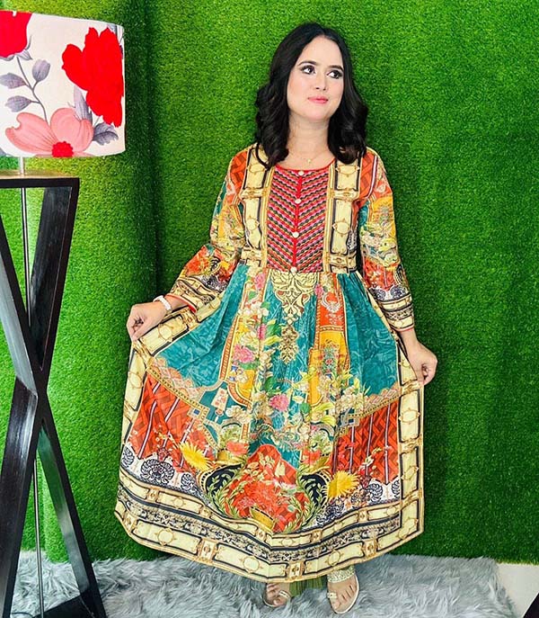 Women Printed Cotton Round Kurtis