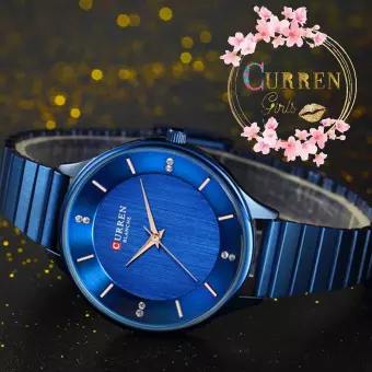 Elegant Women Watches CURREN 9041 New Quartz Stainless Steel Wrist Watch Ladies Fashion Diamond Femal Clock