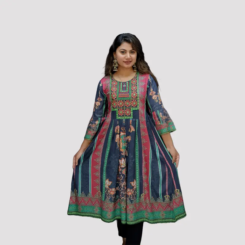 Colorful floral Traditional Gown style Digital Printed Kurtis 6515