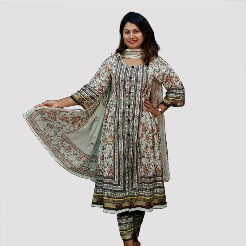 Women Premium Cotton Kurta Orna Pant Set 6581A