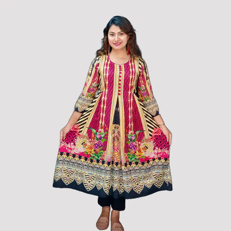Colorful floral Traditional Gown style Digital Printed Kurtis 6540
