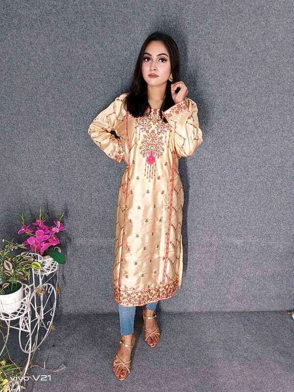 Embroideried Cotton Kurti Kameez Hot and Latest New Design with Digital Print  Hand works for women for casual Trendy dress up-FWK