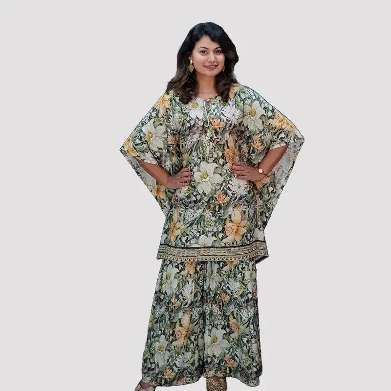 Digital Printed kaftan Co-ords set Trendy Two pcs 6593