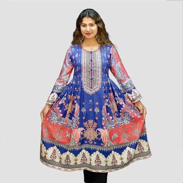 Dreaming in hues of sweet pink and blue with these enchanting Traditional Kurtis! 6519