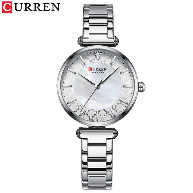 CURREN 9072-silver Watches for Women - Elegant Thin Quartz Wristwatch with Stainless Steel Female Clock