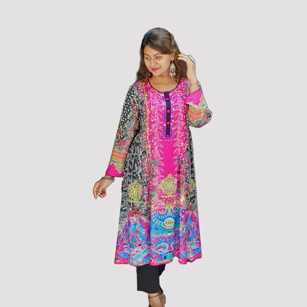 Elegance meets color in these hand-embroidered cotton kurtis 6496