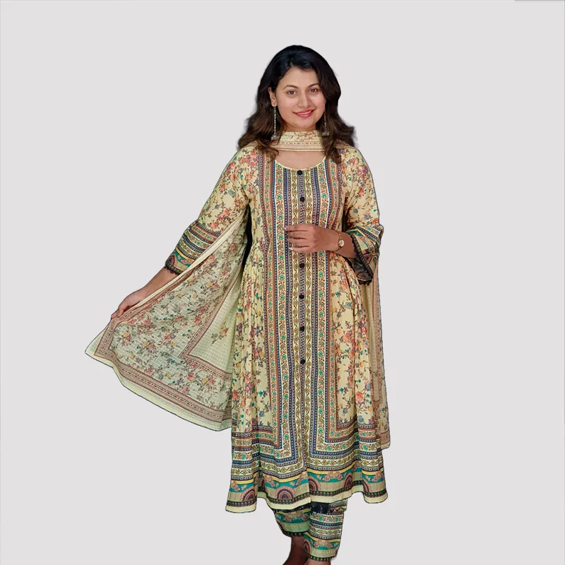 Women Premium Cotton Kurta Orna Pant Set 6581Y