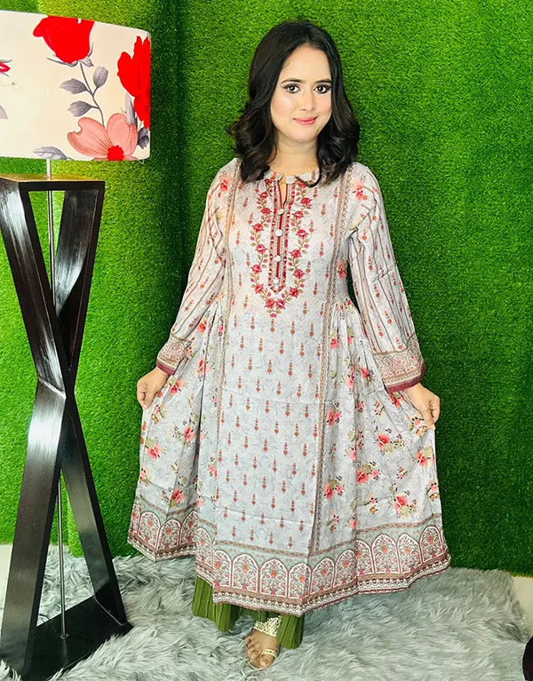 Women Printed Cotton Round Kurtis