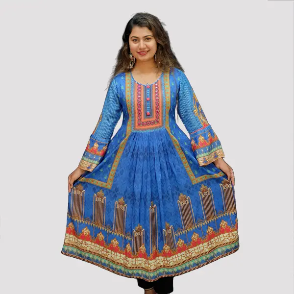 Elevate your style with our stunning Digital Printed Kurtis 6518