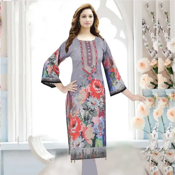 Digital Print Embroidery Cotton Kurti 202126-6077