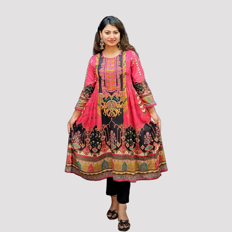 Colorful floral Traditional Gown style Digital Printed Kurtis 6526